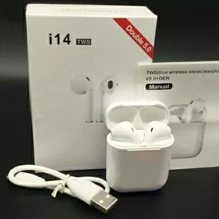 i14 Tws earbuds wireless with sensor touch High Quality Universal Dual Pair Bluetooth Earbuds Sport Stereo Earphone With Charging Dock